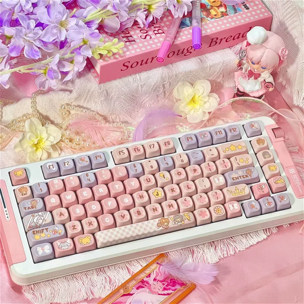 Anime Transform Sakura MOA Key Cap 135 Cute Color Custom PBT Key Cap for Mx Mechanical Keyboard