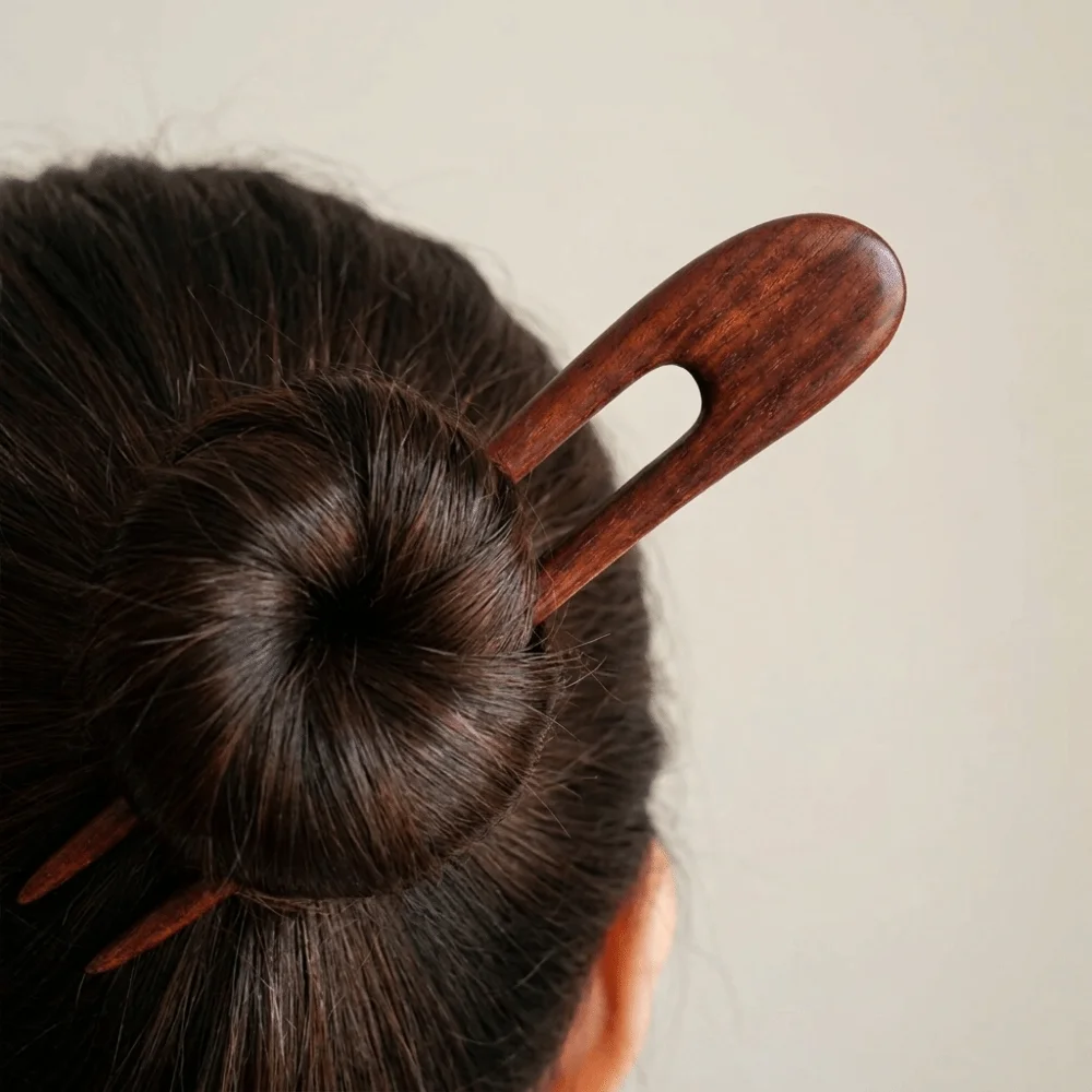

Elegant U Shaped Wooden Hair Sticks Handmade Chinese Style Hair Forks Headwear Long Hair Holder Wood Hairpins and Clips Girls