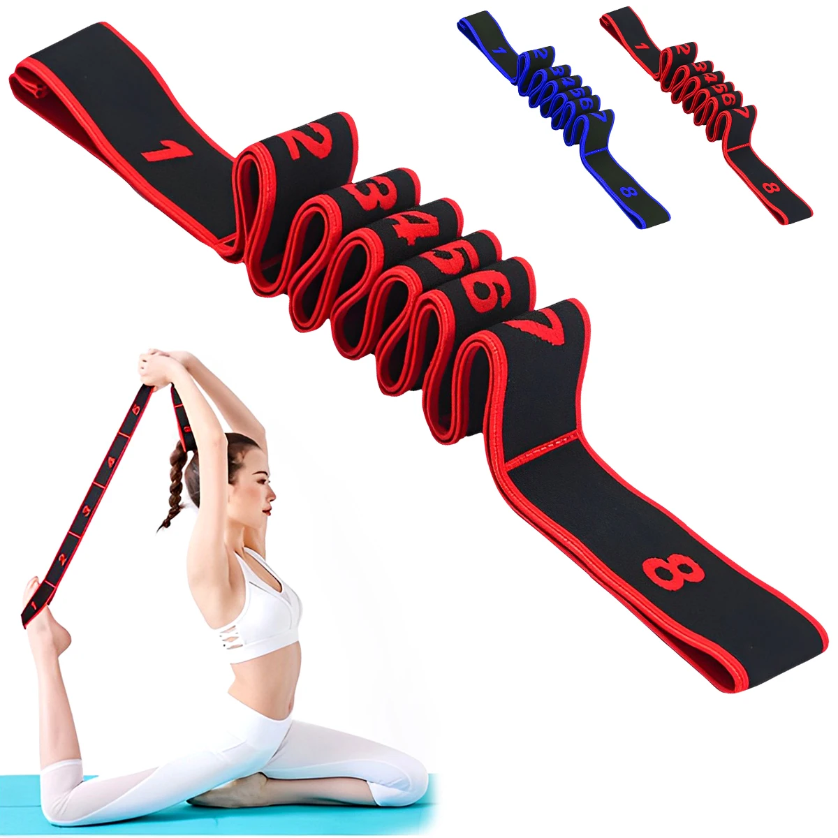 Multifunktionale Widerstand Band Training Yoga Hilfs Stretching Gürtel Elastische Band Für Anfänger Erwachsene Übungen Tanz Pilates