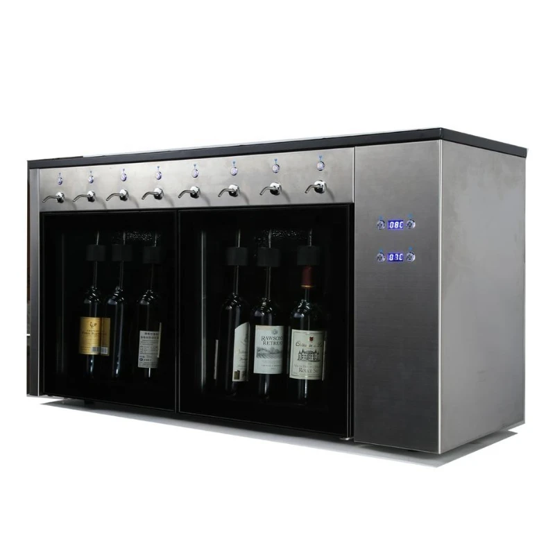 8 bottle wine dispenser. Unique high-end wall mounted commercial large beverage dispenser