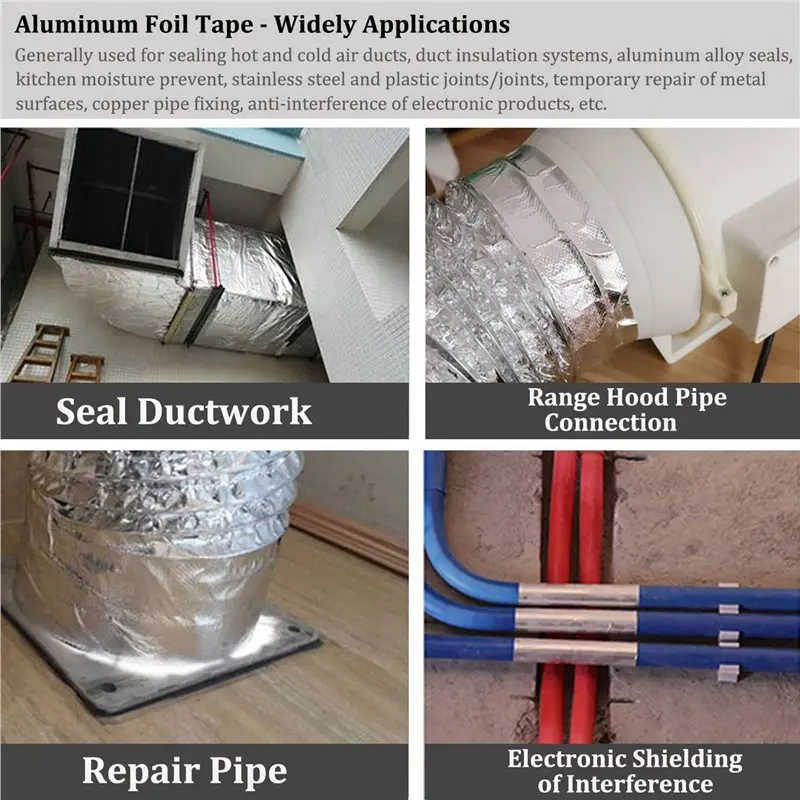 【FLASH DEAL】Glass Fiber Cloth Aluminum Foil Tape (5.9Mil Thick), High Temperature Insulation Adhesive Metal Duct Tape,4 Pack