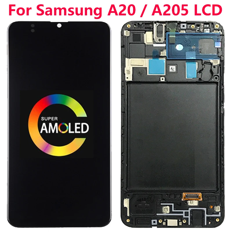 

SUPER AMOLED A20 LCD For Samsung A20 A205 SM-A205U A205FN LCD Display Assembly For SM A205YN A205G A205W LCD Repair Parts