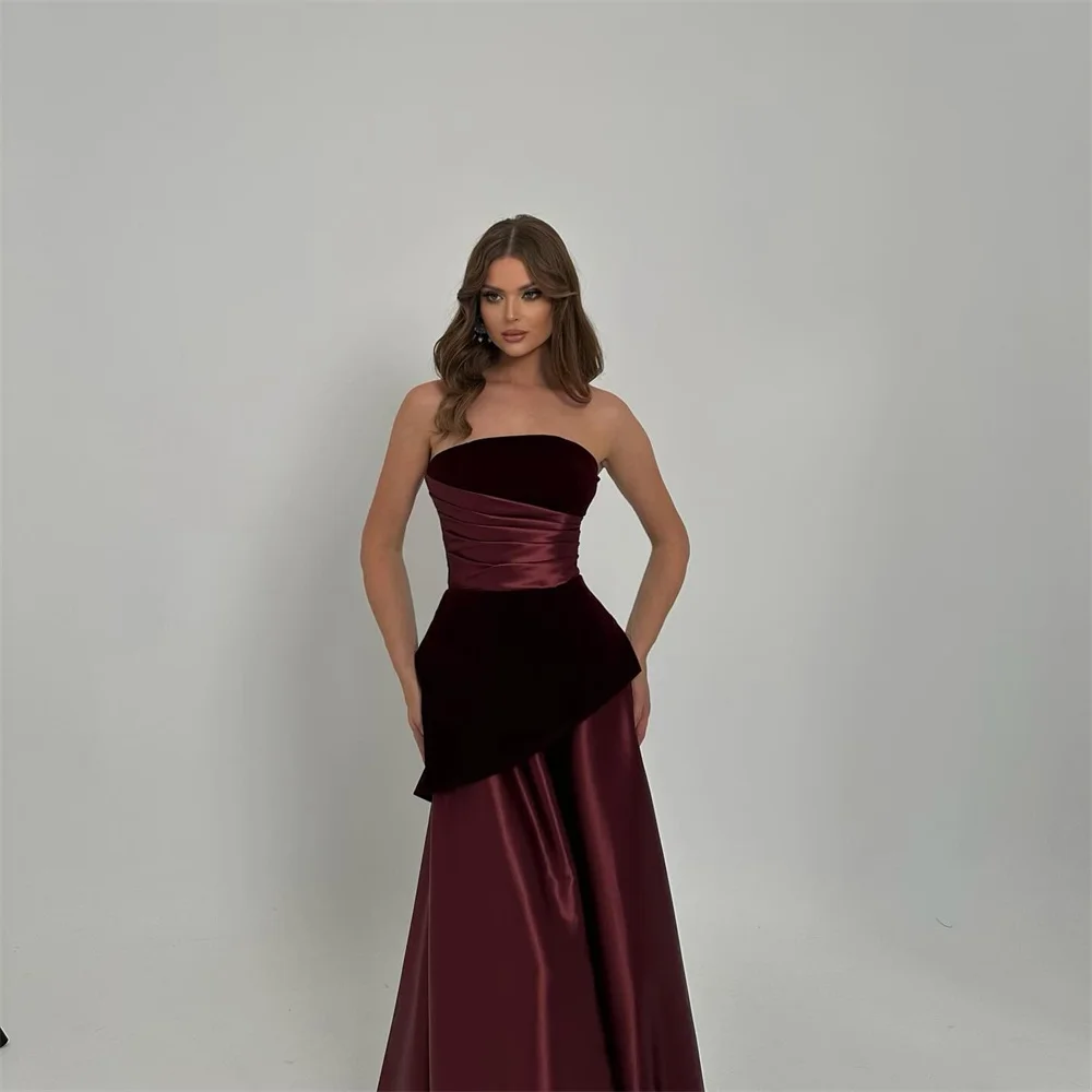 ROYET Abito da sera lungo senza maniche con scollo a cuore e pieghe, lunghezza del pavimento, abito da festa classico da donna, abito da ballo formale personalizzato