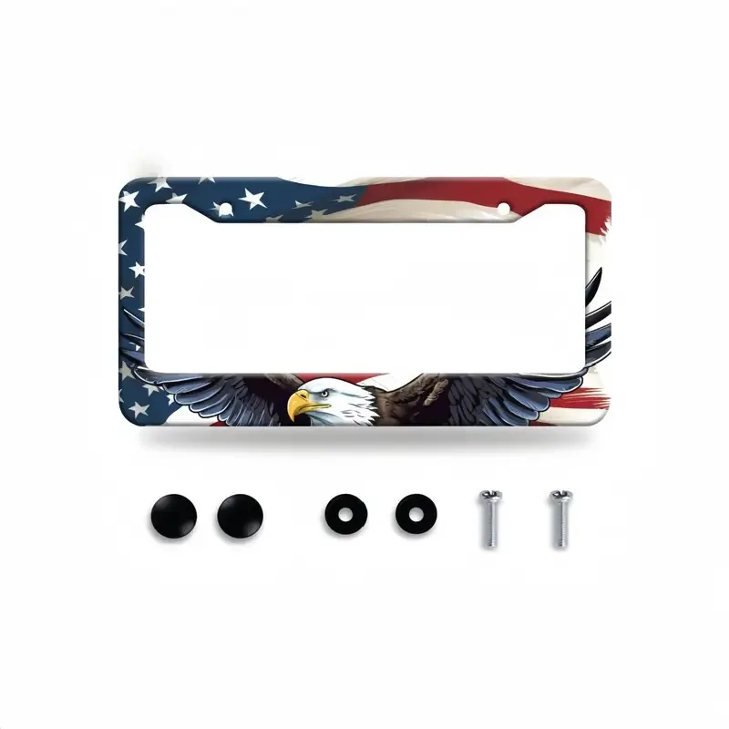 2 pcs pack License plate frame, eagle pattern car license plate frame, aluminum alloy frame, car license plate protective frame