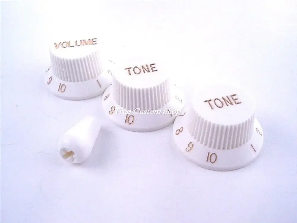 White Knob and Switch Tip Set for F-e-n-d-e-r Strat 1 Vol. 2 Colour