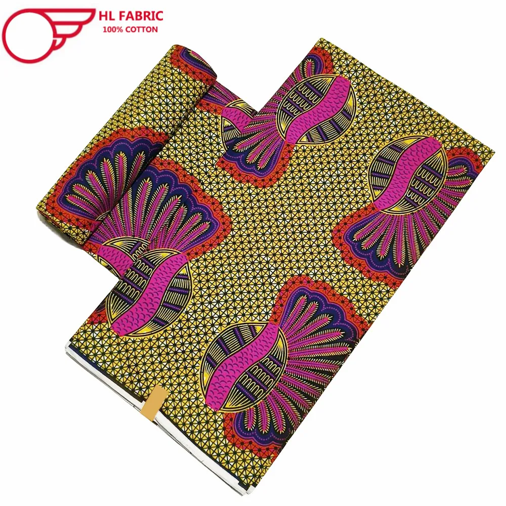 Imagem -04 - African Ankara Imprime Tecido Batik Patchwork Cera Verdadeira Material de Costura 100 Algodão Boa Qualidade para o Vestido l2