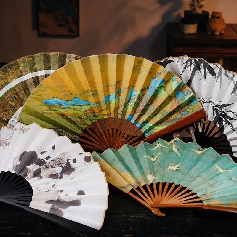 Bamboo Folding Fan for Hanfu Photography Prop Summer Cooling Daily Fan Gift Lightweight Portable Durable Smooth Exquisite Gift