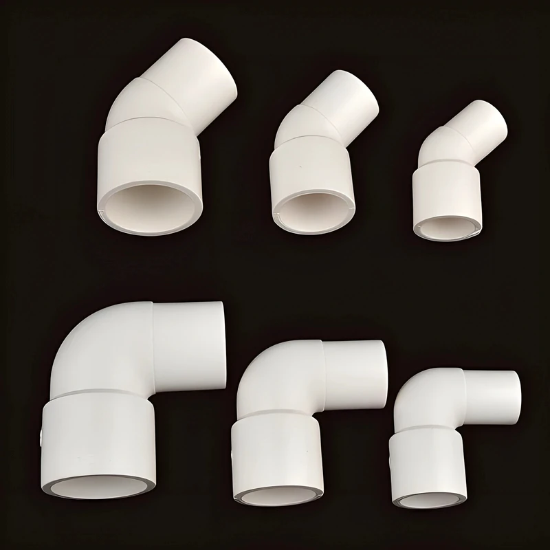 White 20~63mm PVC Inner Dia-Outer Dia Elbow 45°/90° Aquarium Fish Tank Sockets Connector Garden Irrigation Water Pipe Fitting