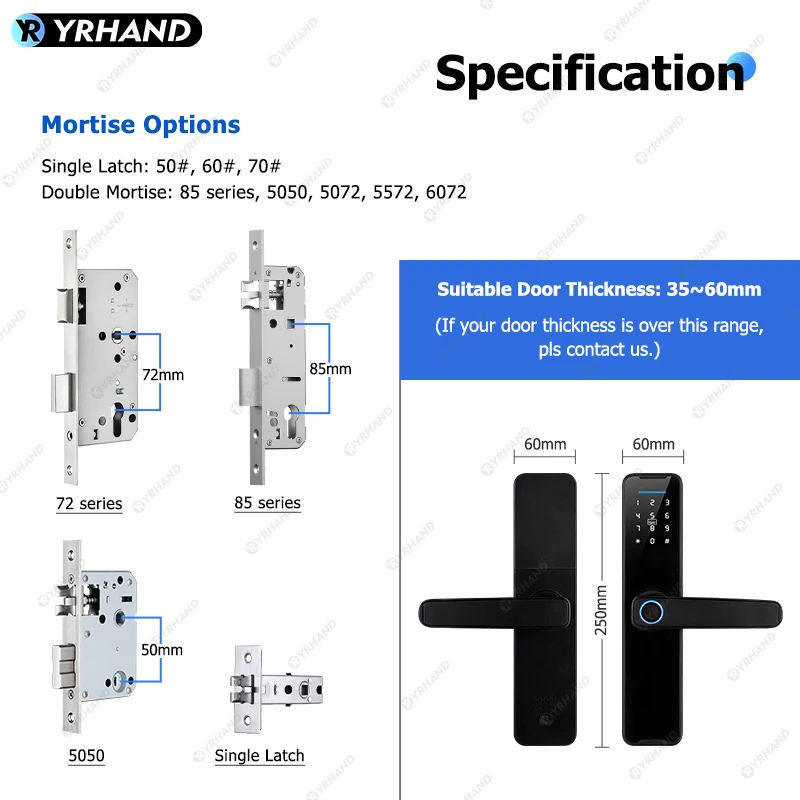 Yrhand cerradura inteli gente biometrische Smart Lock Tuya App Remote Entsperren Keyless Wifi Lock elektronische Smart Türschloss