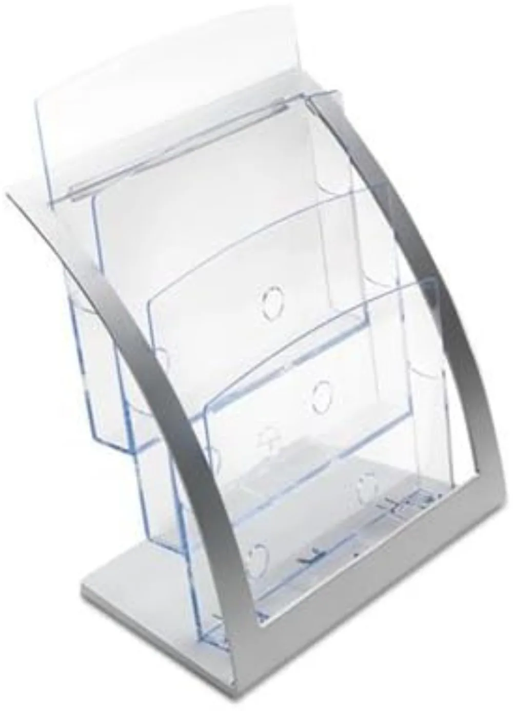 Three-Tier Magazine Holder, 11-1/4w x 6-15/16d x 13-5/16h, Silver, Sold as 1 Each