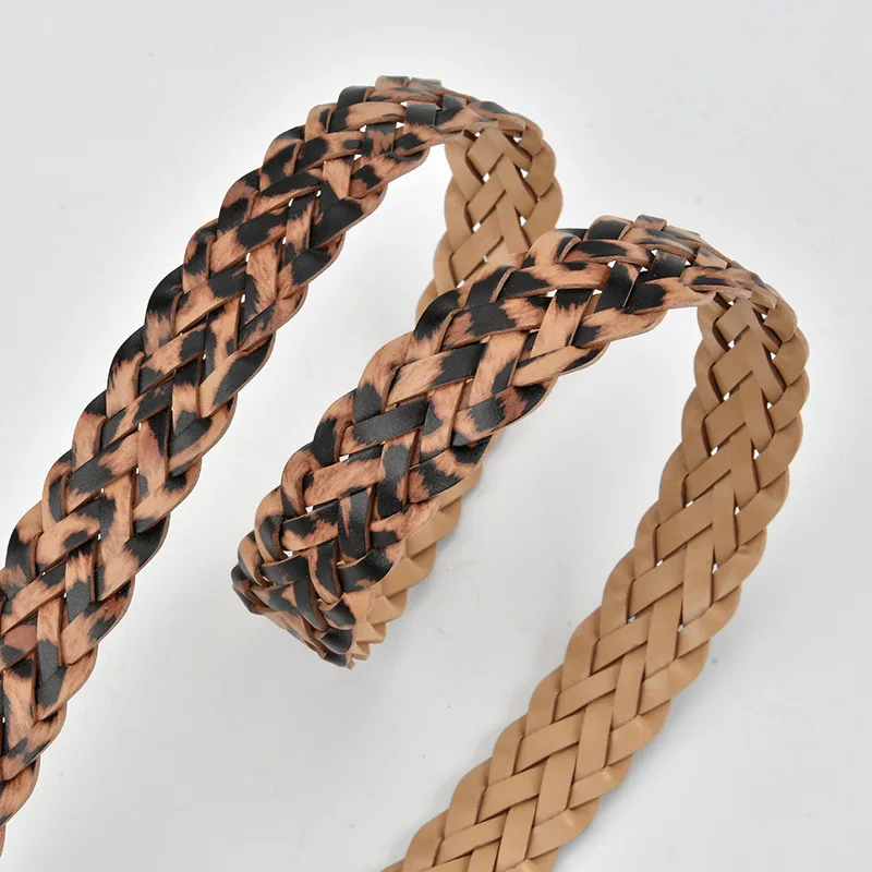 Corsé de leopardo de punto Vintage para mujer, faja femenina, abrigo, pretina, vestido, cinturón estrecho J327