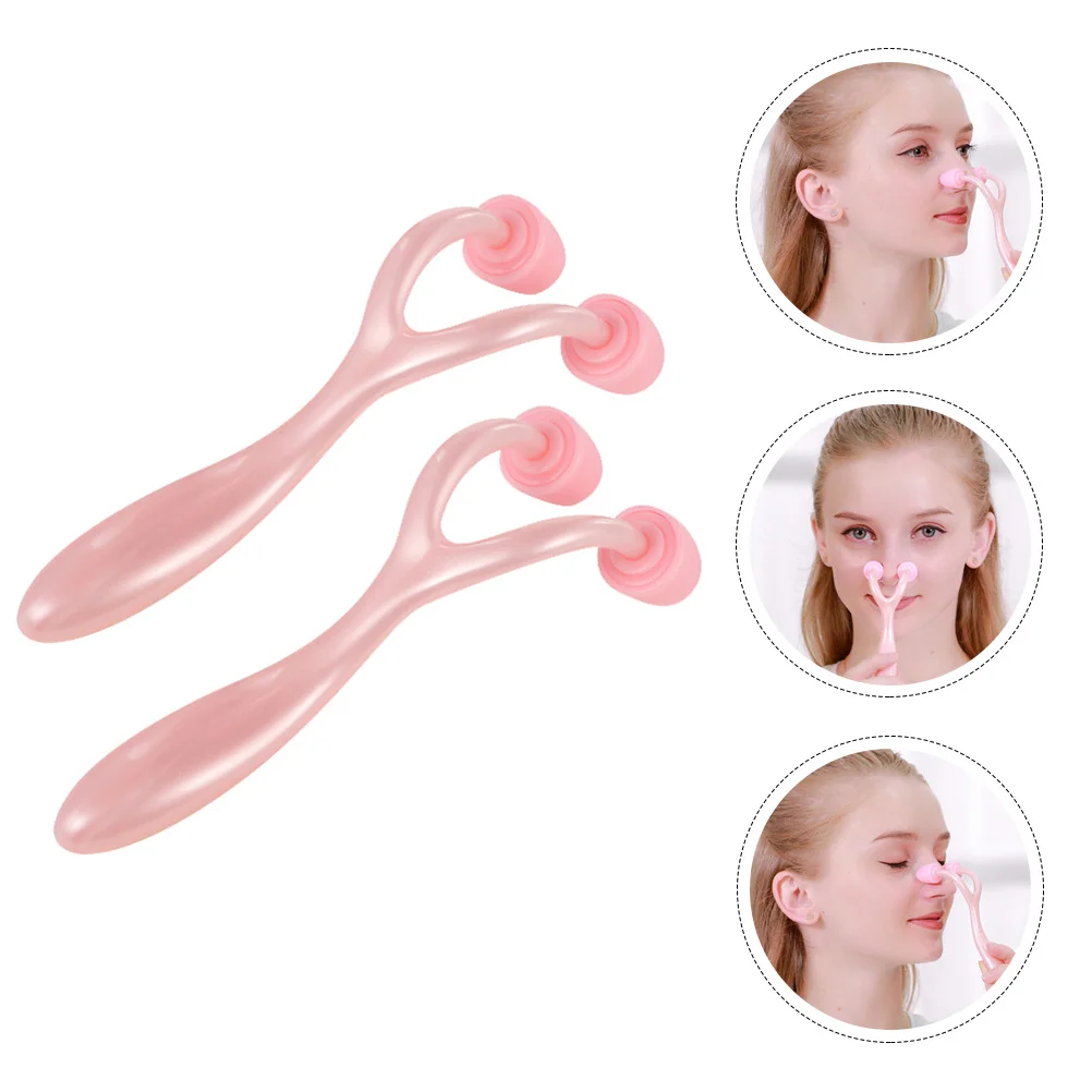 

2pcs Pink Facial Massager Roller Women Practical Tool Nose Shaping Lifting Massaging Wheel Stick Facial Beauty Device Durable