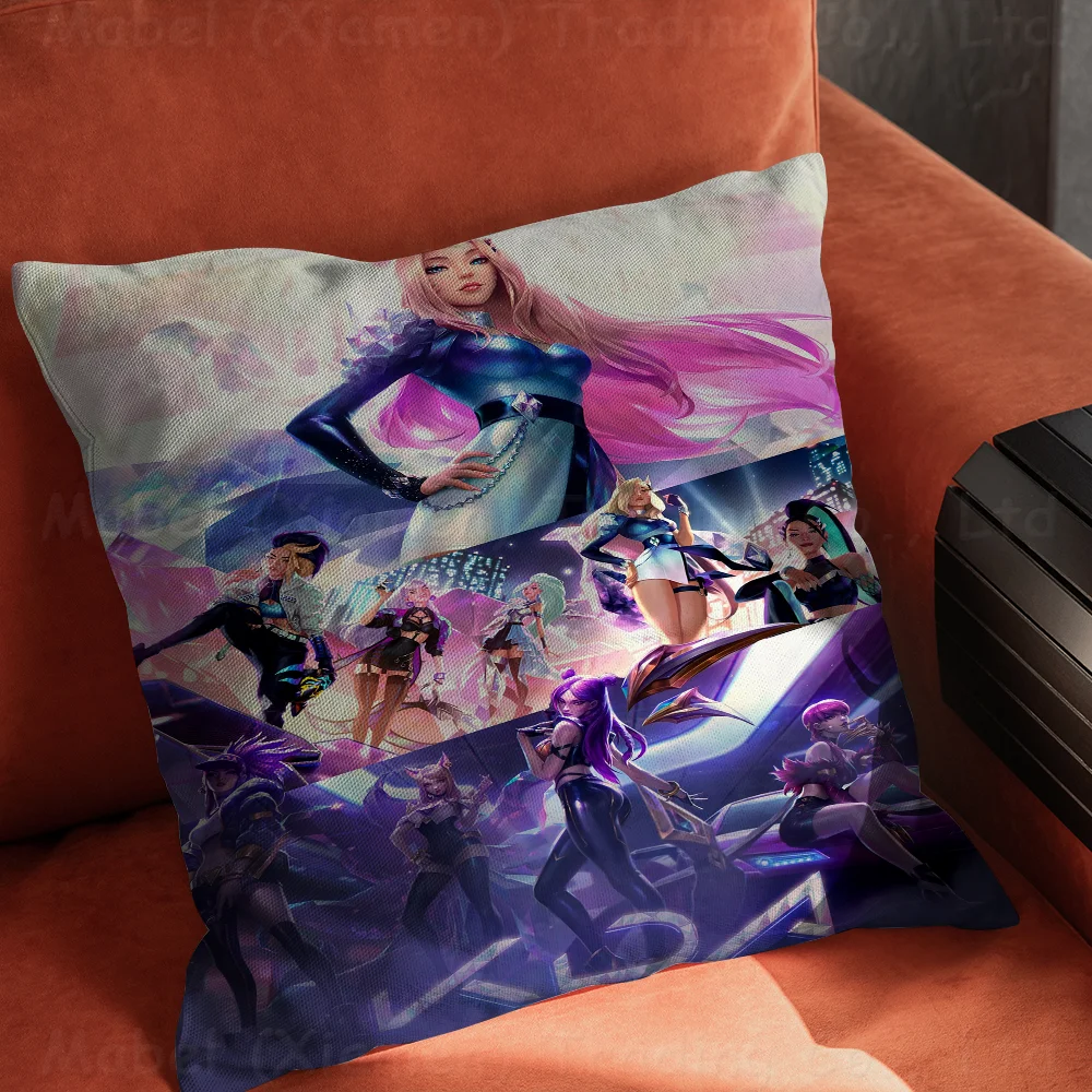 LOL-KDA Kaisa Ahri Akali Pillow Anime Pillow Sofa Bed Head Pillow Cover Cushion Cover 45x45 cm Fashion