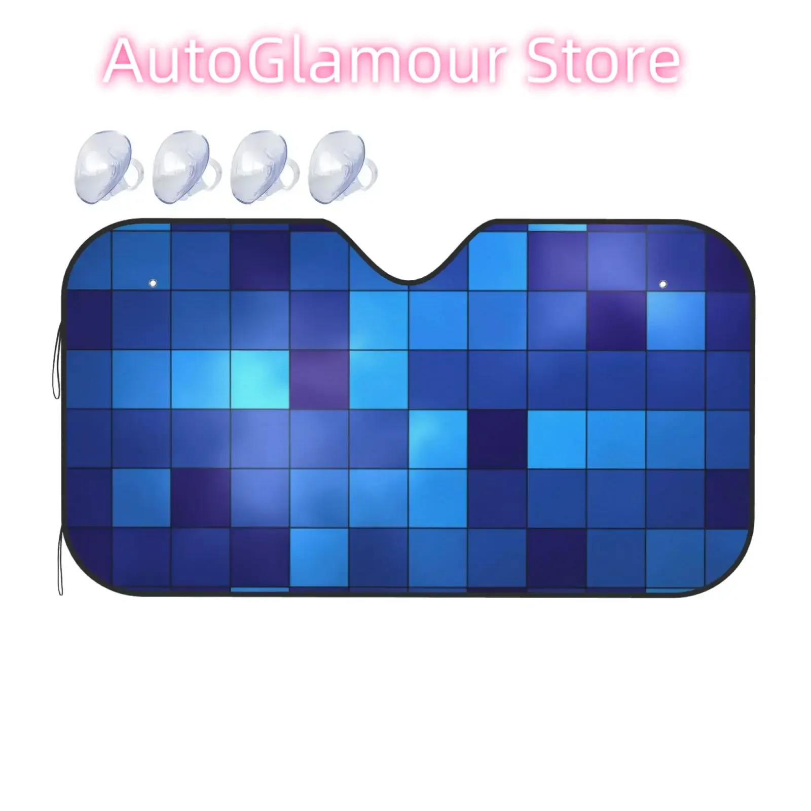 

Синий клетчатый солнцезащитный козырек на лобовое стекло автомобиля, складной светоотражающий солнцезащитный козырек