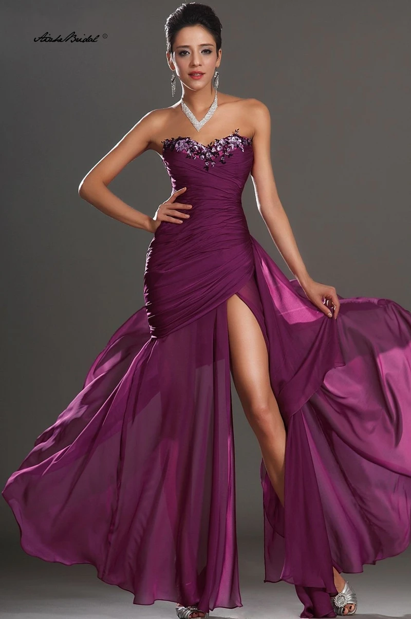 

Великолепное женское торжественное платье без бретелек, длинное вечернее платье с высоким разрезом и аппликацией в форме сердца 2026