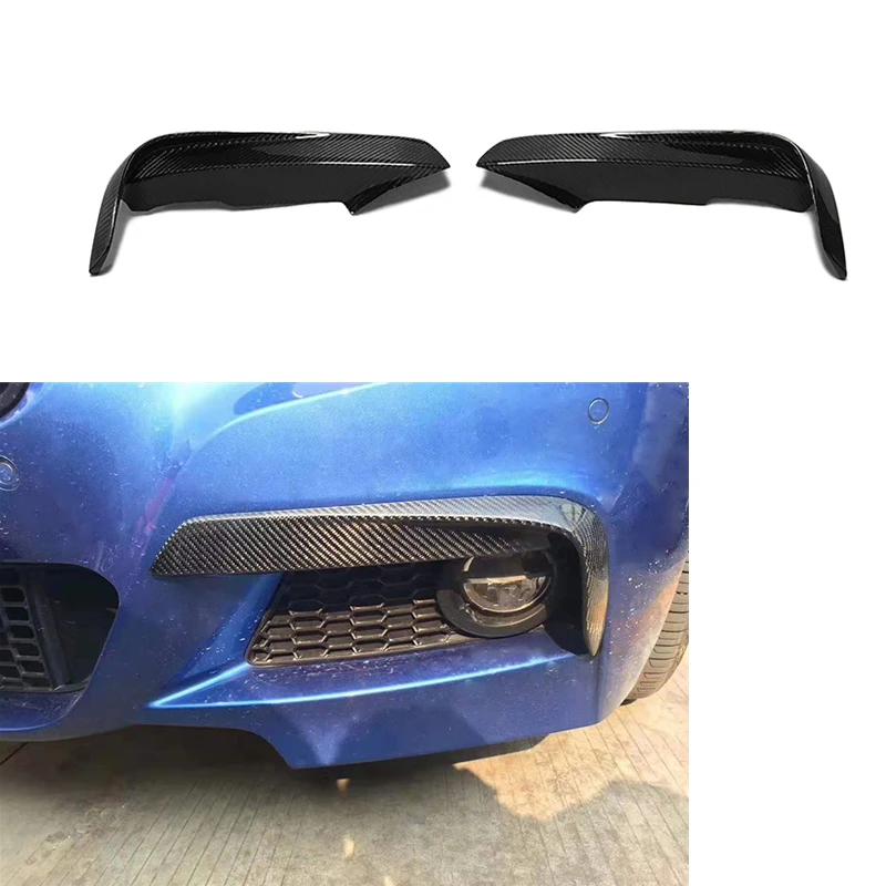 Add On Carbon Fiber Front Bumper canards Fog lamp Air Vent Eyelid Trim Aprons for BMW 3 Series F30 F35 MAD style M Sport 2013-up