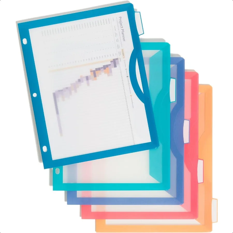 

Poly 5Tab Three Ring Binder Dividers with Tabs and Pockets Clear View 10 Set Assorted Brights 3Hole Punched Pocket Dividers