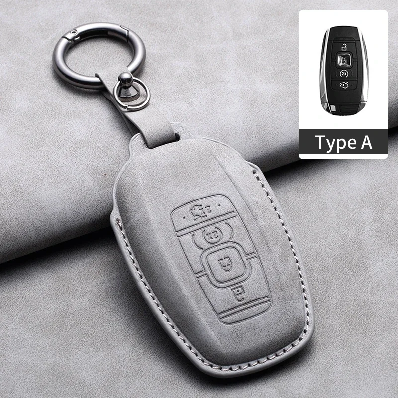 

Leather Car Key Case Cover Keychain For Lincoln Continental Navigator Z MKZ MKC MKX Nautilus Aviator Corsair Key Accessories