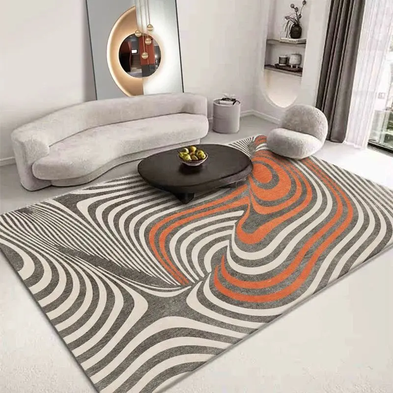 VIKAMA Non-slip Yellow Striped Mid Century Rug Soft for Living Room Home Decor
