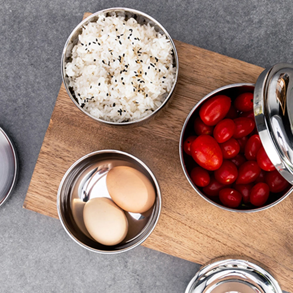 

Double Rice Bowl Stainless Steel Double Wall Insulated Metal Snack Bowls for Restaurant Home Serving Hot Cold Foods