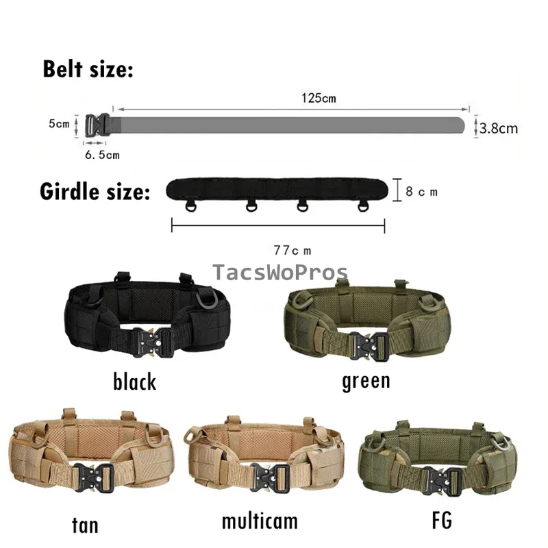 Tactical Battle Belt Adjustable Quick Release Buckle Hunting Sports Thickened Widened Waistbands Shooting Paintball Girdle