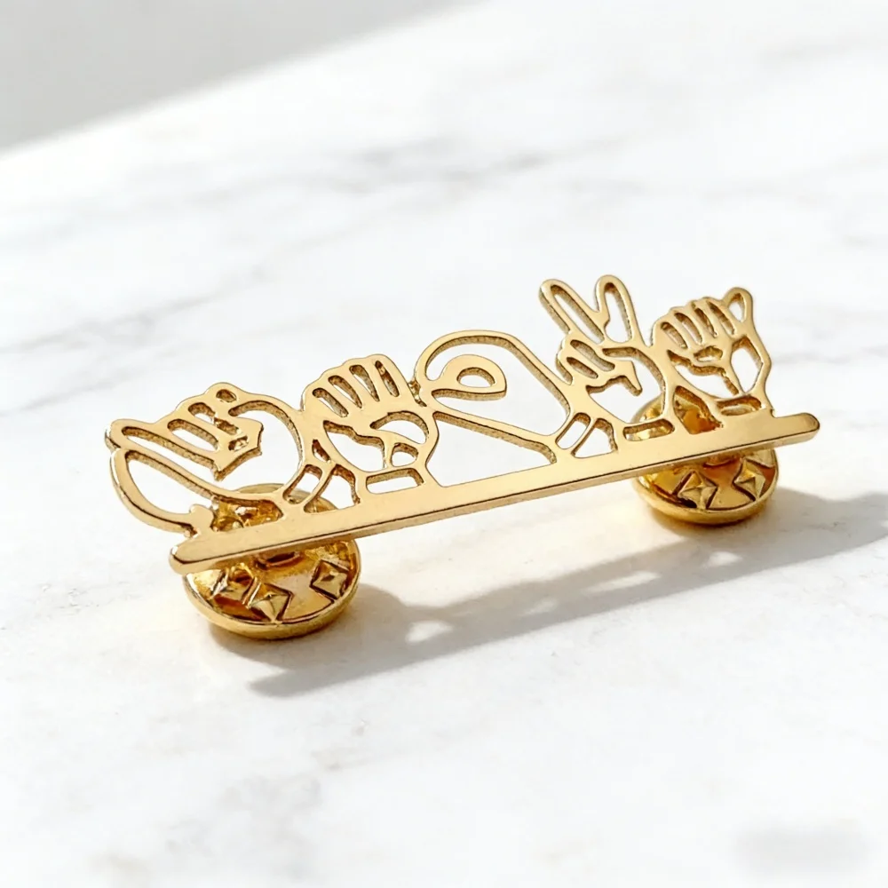 

New Custom Stainless Steel Sign Language Name Brooch Personalized Custom 26-letter Sign Language Brooches Custom Jewelry Gifts