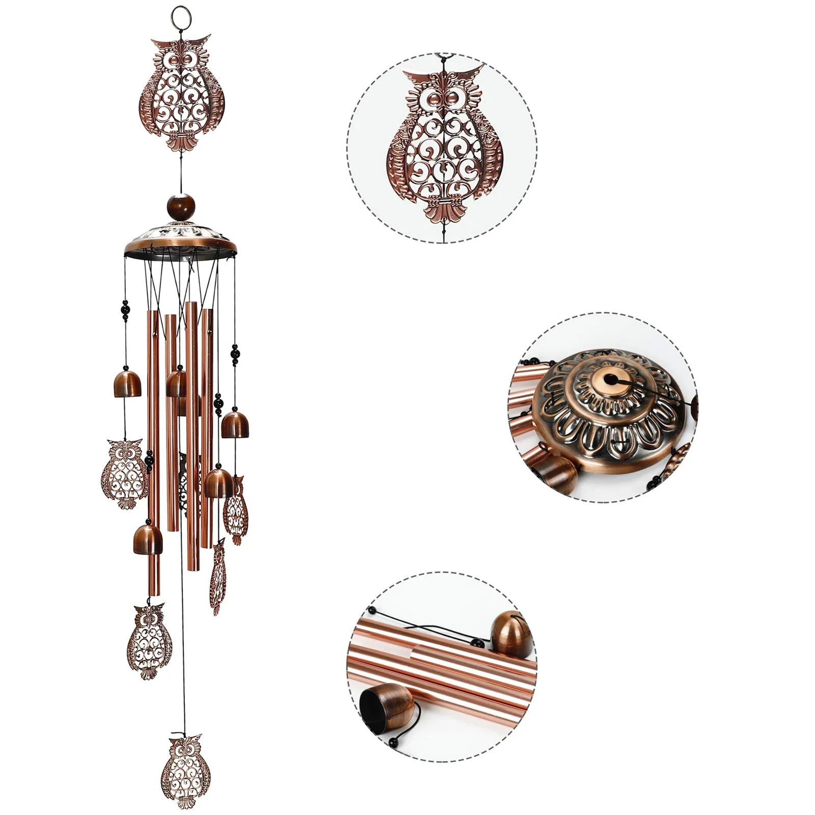 Metal Bird Wind Chimes, Creative Owl Bird Wind Bell Aluminum Tube Wind Chimes, Indoor & Outdoor Wind Chimes Garden Hanging Decor