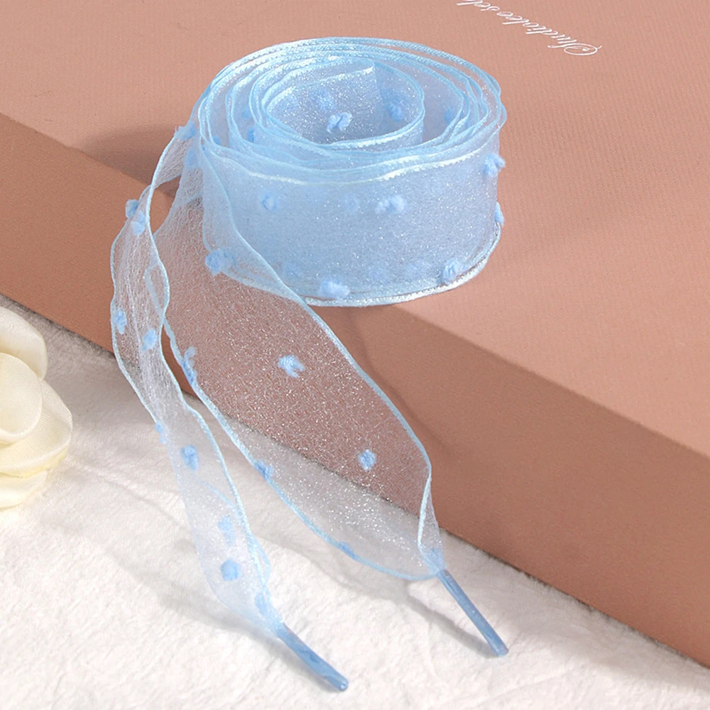 Laços de sapato de chiffon de organza de renda transparente de organza ampliada de 2,5 cm de largura para calçados de estilo de vida