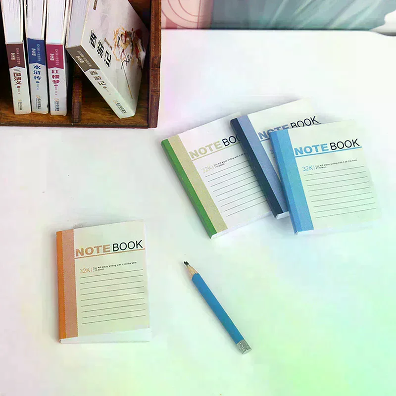Dolls House School Stationery Accessories 1/12 Dollhouse Mini Notebook Exercise Book Model Dollhouse Study Decoration 4Pcs