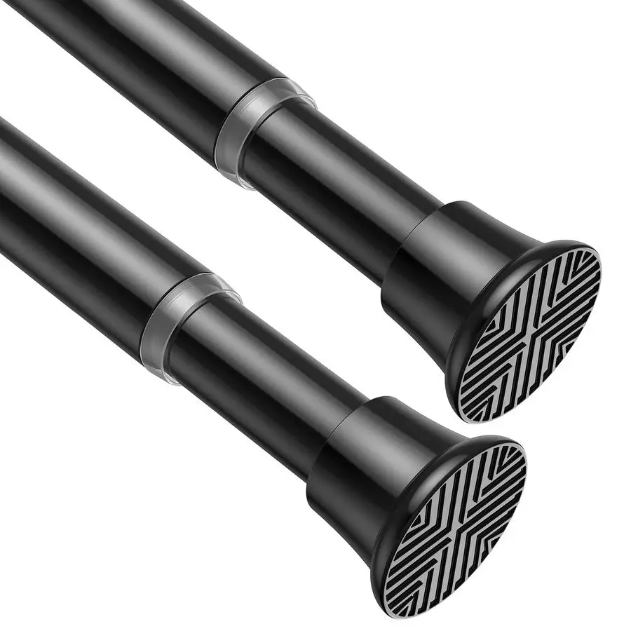 

2 шт. черных регулируемых карнизов с пружинным механизмом, 3163 дюйма, без сверления, из нержавеющей стали, для душевых кабин, ванных комнат, шкафов, окон, устойчивых к ржавчине