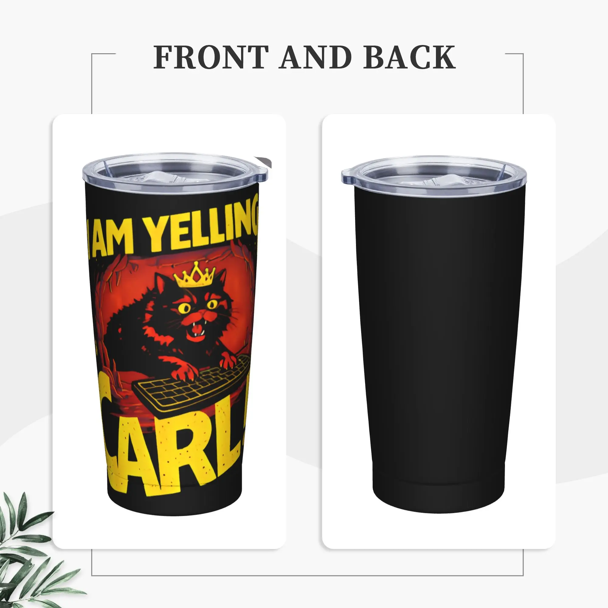 Stainless Steel Tumbler I Am Yelling Carl Donut Cat Meme Car Mugs With Straws Driving Cold and Hot Water Bottle Thermal Cups