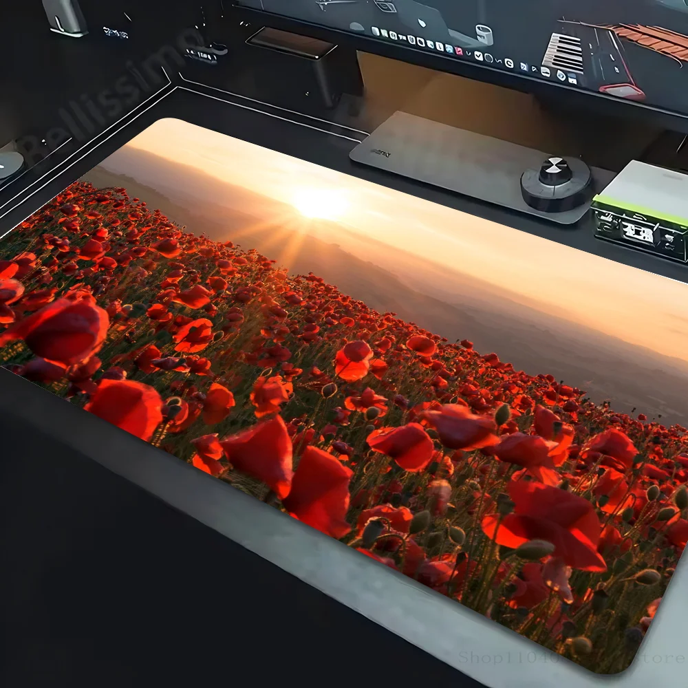 Poppy Flowers U-Unikkos Mousepad Non-slip Suitable For Office Computers Laptops E-sports Game Desk Mats XXL Keyboard