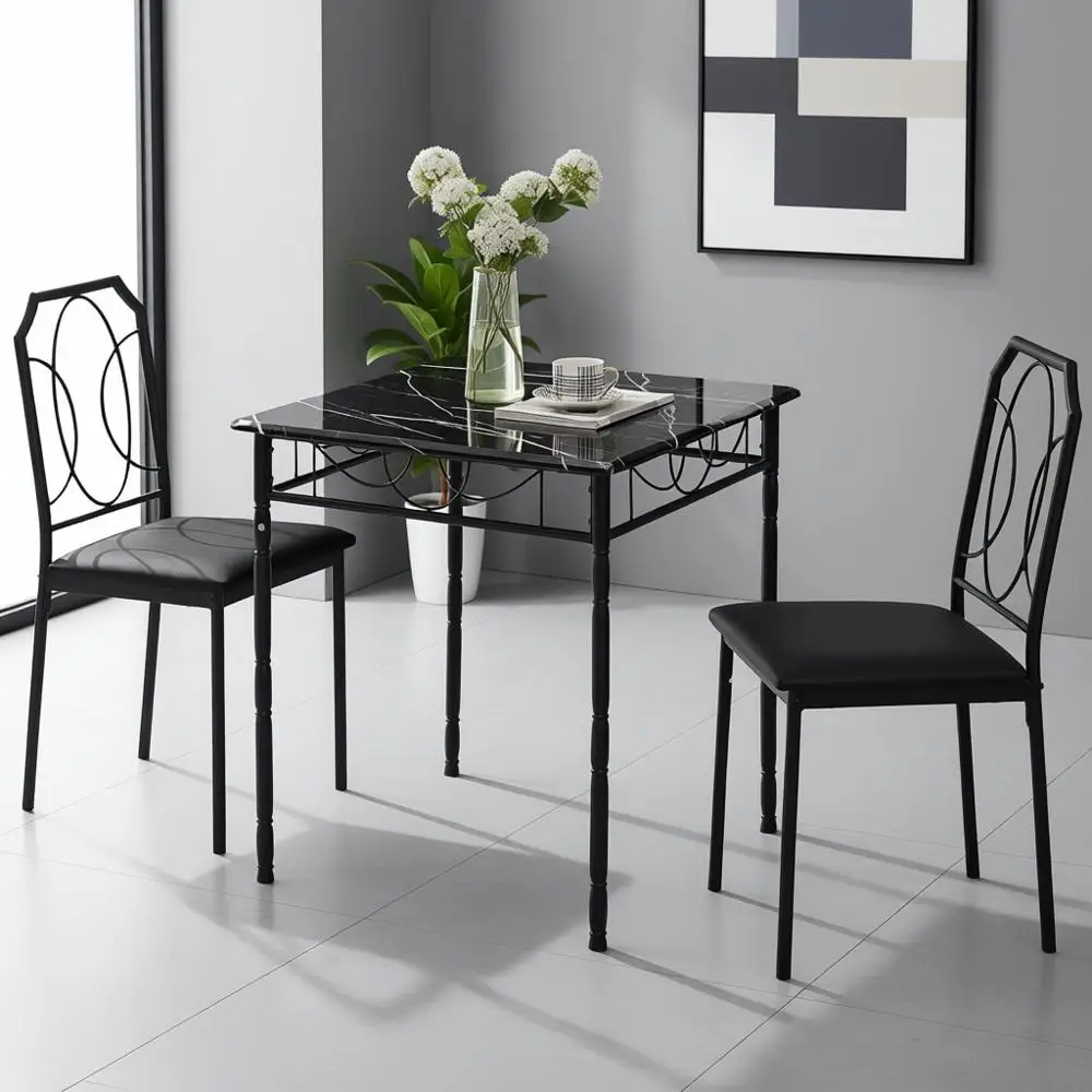 

Compact 3-Piece Dining Set with Chairs for Kitchen Nook and Small Spaces, Easy Assembly