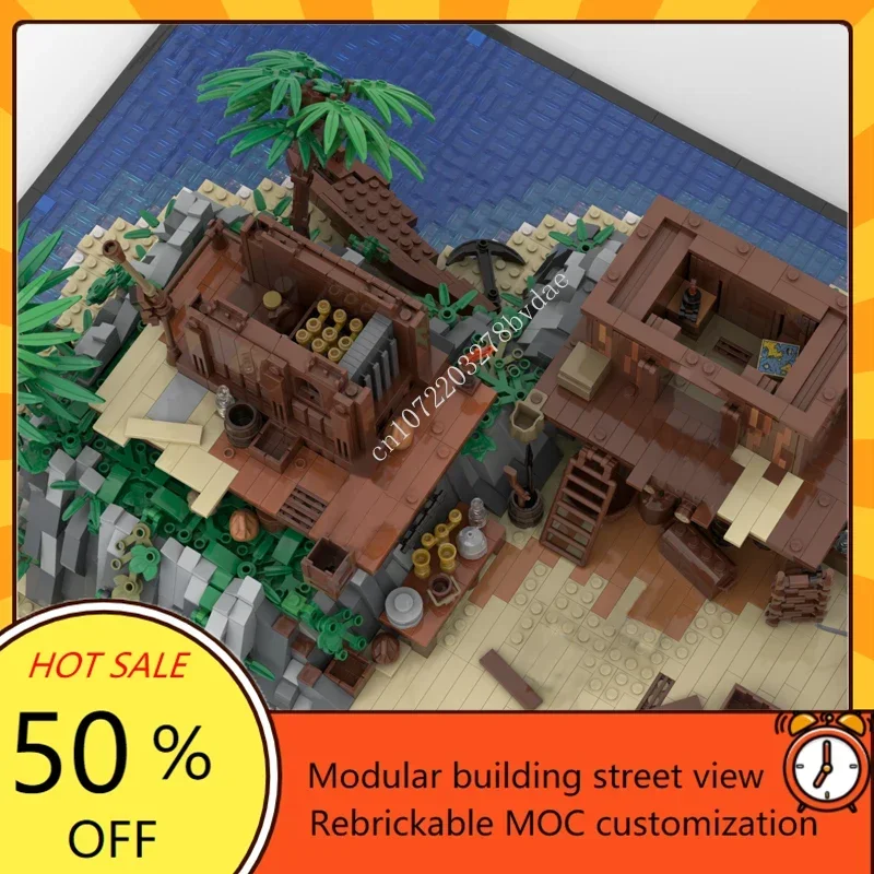 Bloques de construcción MOC para niños, juguete de ladrillos para armar Castillo pirata Medieval, serie Piratas, ideal para regalo, código 5851, compatible con