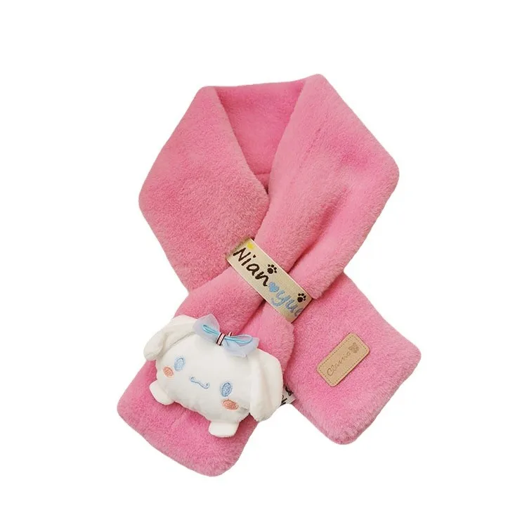 وشاح للأطفال من Miniso دافئ وسميك لطيف على شكل فرقة كرتونية على الطراز الكوري وشاح أطفال من القطيفة