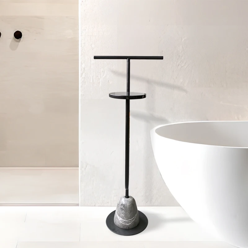 Bathroom simple floor-to-ceiling bathtub side rack, toilet vertical non-punching U-shaped storage rack, hanging towel rack