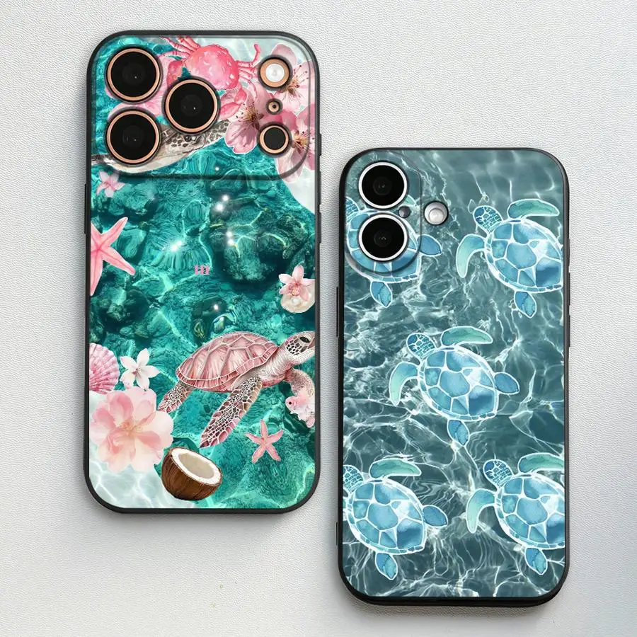 Watercolor Sea Turtle Case for Apple iPhone 17 Pro Max 16 15 Pro 7 8 14 13 Air 17e 12 11 XR XS MAX Funda Phone Cover