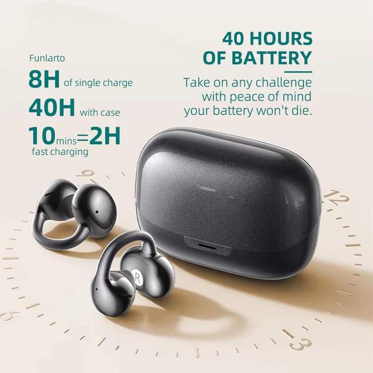 Clip-On-Ohrhörer, Bluetooth 6.0 Open-Ear-Ohrhörer, Leichte Komfort-Kopfhörer mit offener Bauweise, 40 Stunden Spielzeit, Klare Anrufe, Sicherer Sitz – Detail 11
