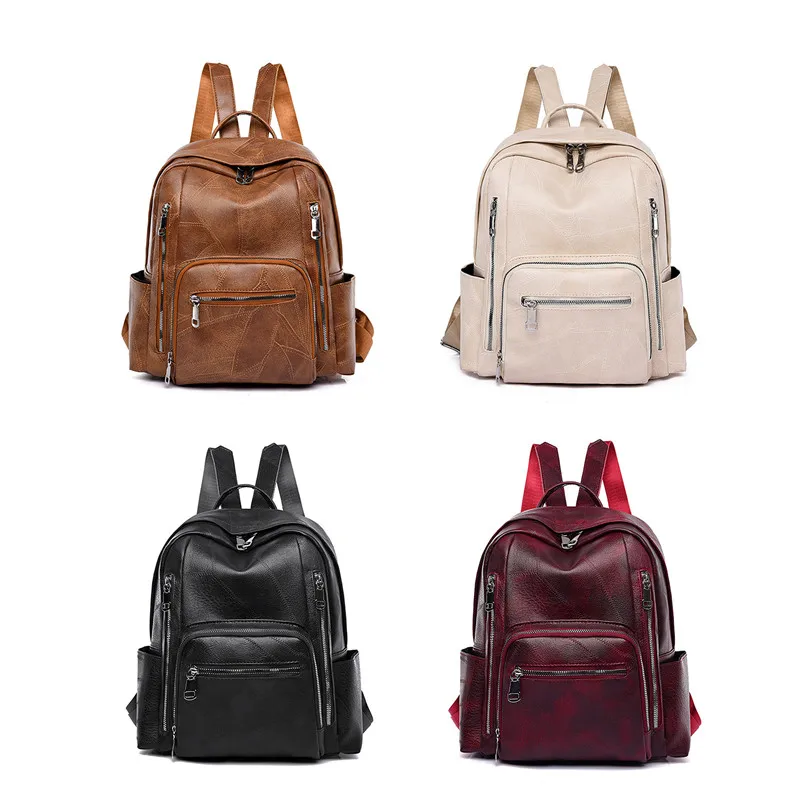 2023 elegante Bagpack Frauen Leder Rucksack hochwertige weibliche Umhängetasche lässige Rucksack Geldbörse Schult asche für Teenager-Mädchen