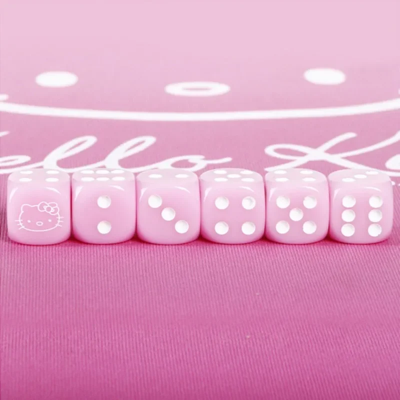 1/5Pcs Sanrio Hello Kitty Cute Transparent Dice 14mm Pink Six Sided Spot D6 Playing Games Dice For Bar Pub Club Party Board Game