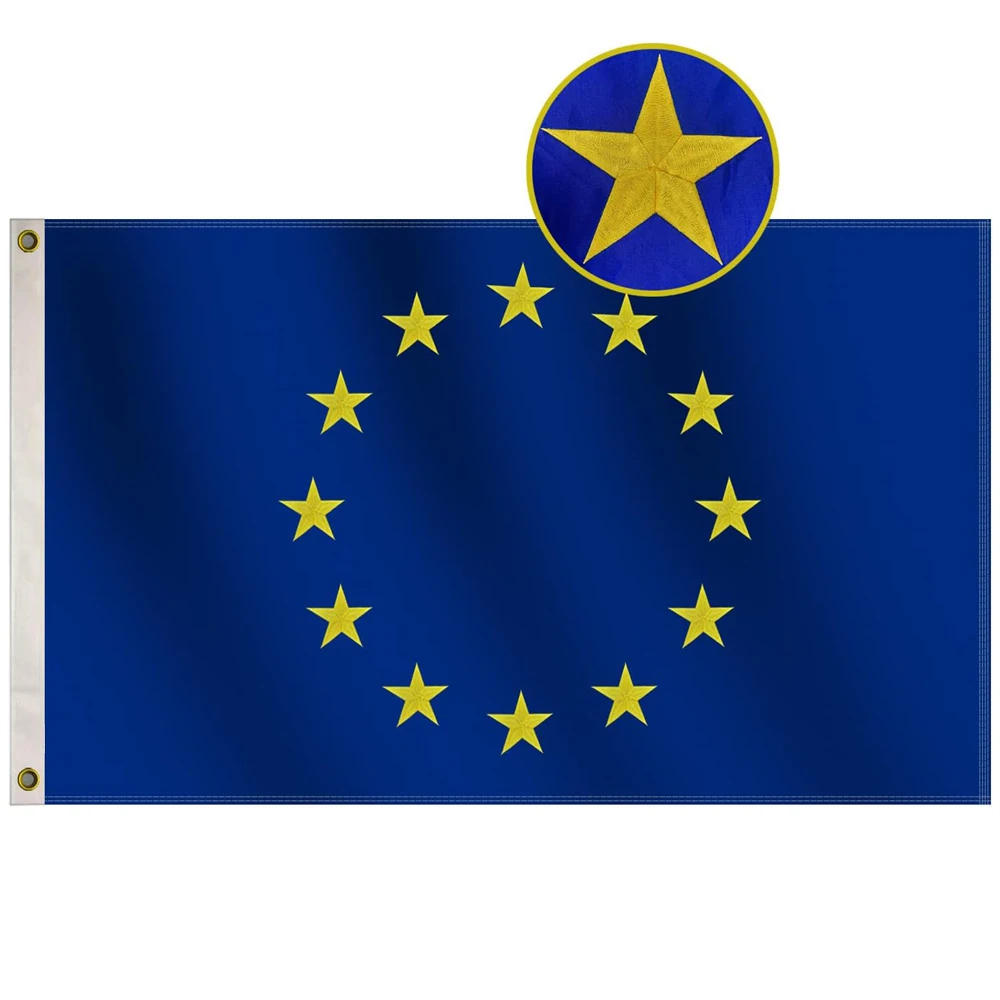 3x5Ft 90×150CM European Union Embroidered  Flag Premium Nylon Outdoor Double Sided Heavy Duty UP National Country Flags