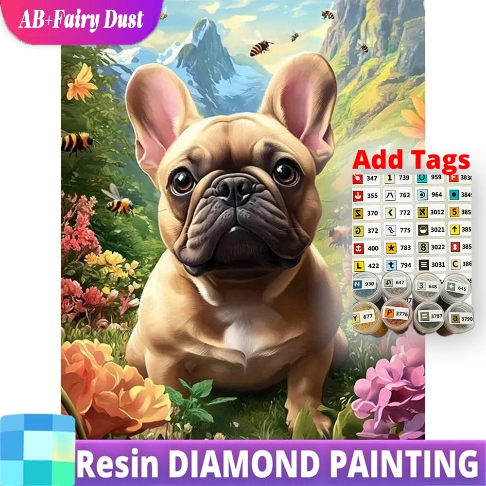 

Смола AB Фея Пыль Новое поступление Алмазная мозаика Собака Животное DIY Картина Цветочная картина Стразы Ручная работа Хобби
