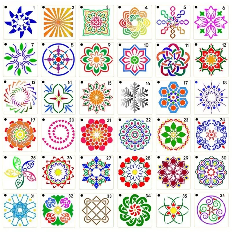 STONEGO Mandala Stencils DIY Home Decoration Drawing Laser Cut Template Wall Stencil Painting for Wood Tiles Fabric