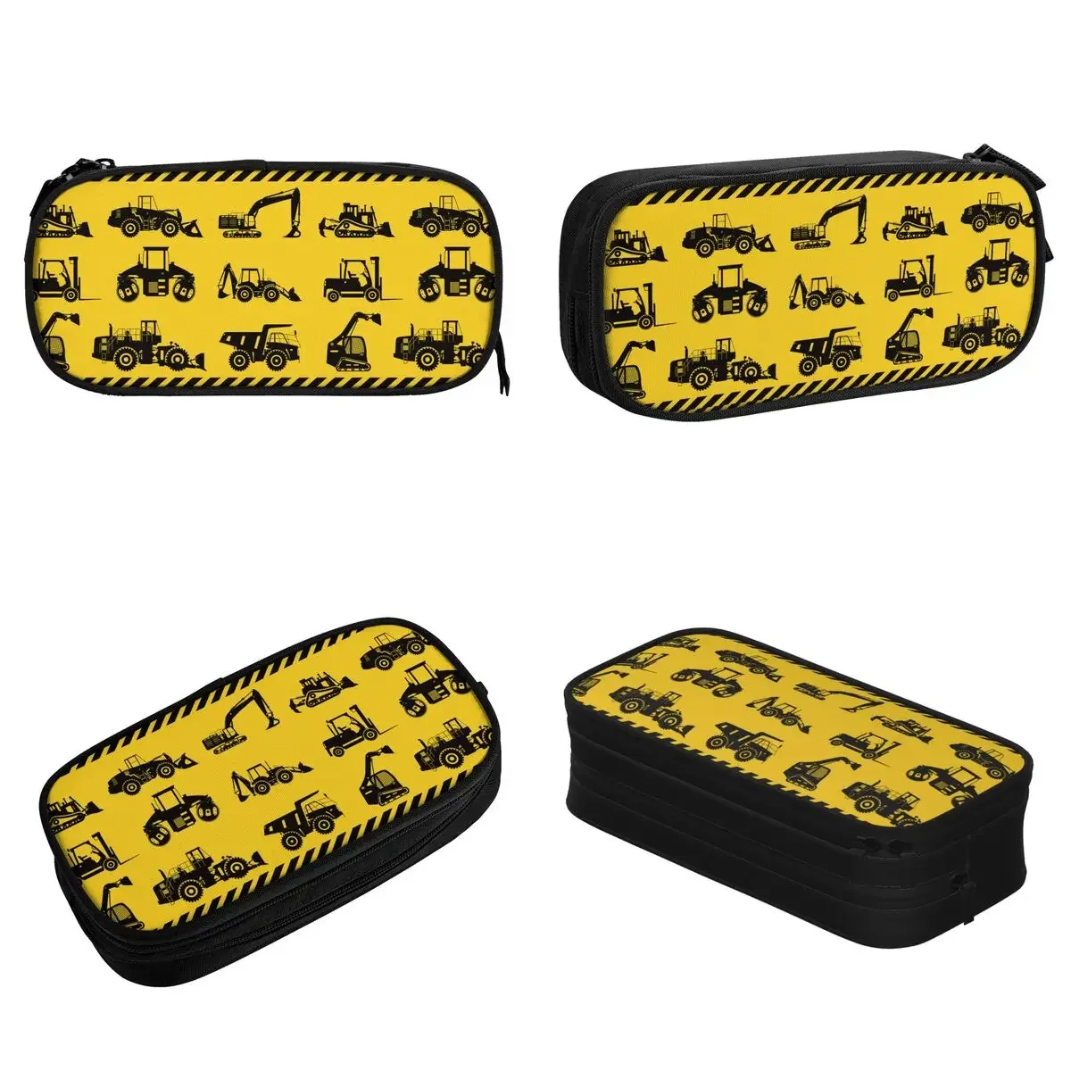 Excavators Trucks Pencil Cases Construction Machines Pencilcases Pen Holder for Student Large Storage Bag Supplies Stationery