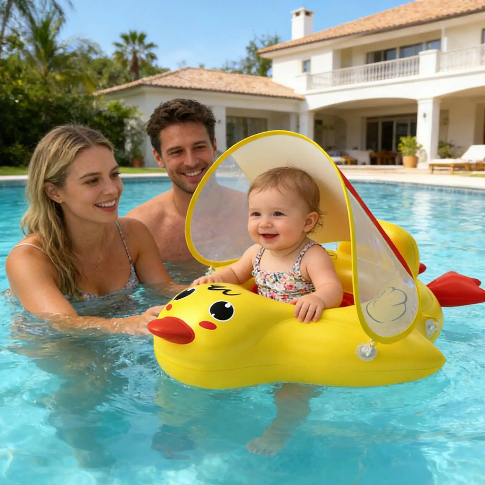 

Надувной круг для плавания для малышей с навесом от солнца, аксессуары для детского бассейна, надувные игрушки-кольца для малышей