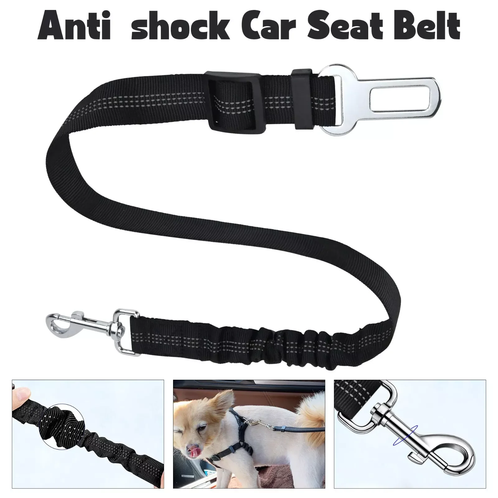 

Elastic Nylon Dog Seat Belt For Small Large Dogs Adjustable Reflective Durable Lead Puppy Travel Car Safety Rope Accessories