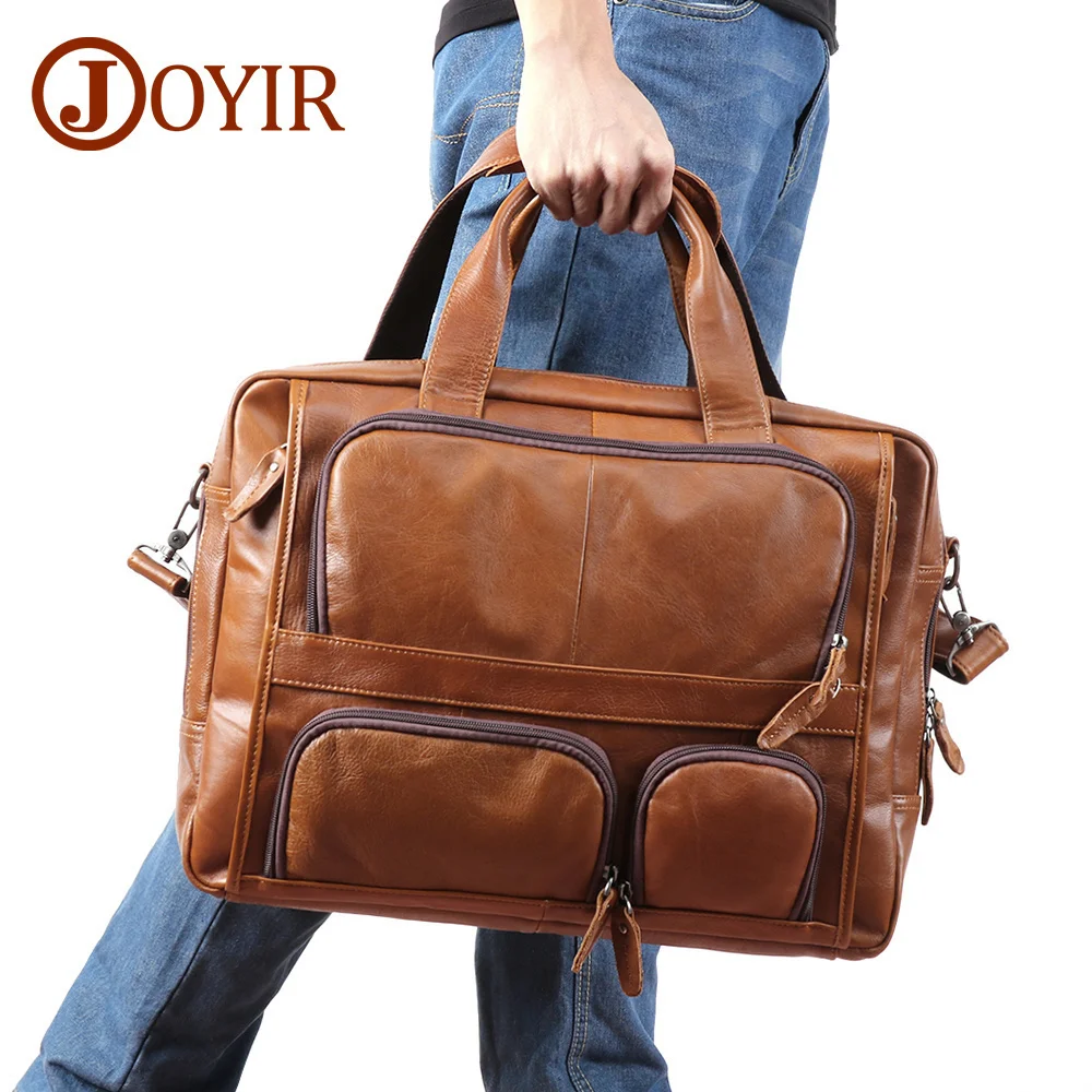 Maleta de couro genuíno para homens, bolsa de negócios, ombro para documentos, grande capacidade, viagem, mensageiro, laptop, 17"