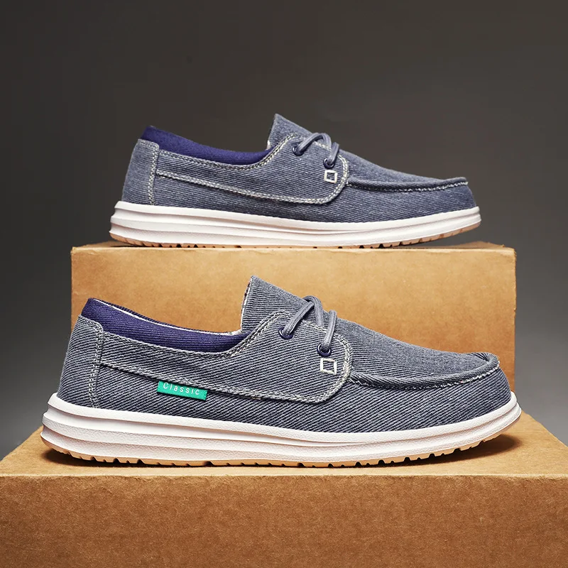Zapatos náuticos de lona sin cordones para hombre, mocasines, zapatos de cubierta, mocasines casuales, sin cordones, ligeros, transpirables, talla grande 46 47