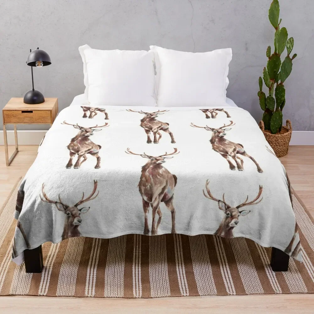 

Stag Watercolour Throw Blanket Sofa Quilt cosplay anime Giant Sofa Thin Blankets