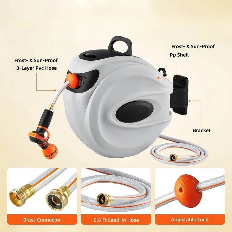 Retractable Hose Reel Water Pipe Reel Rotary Wall Mount